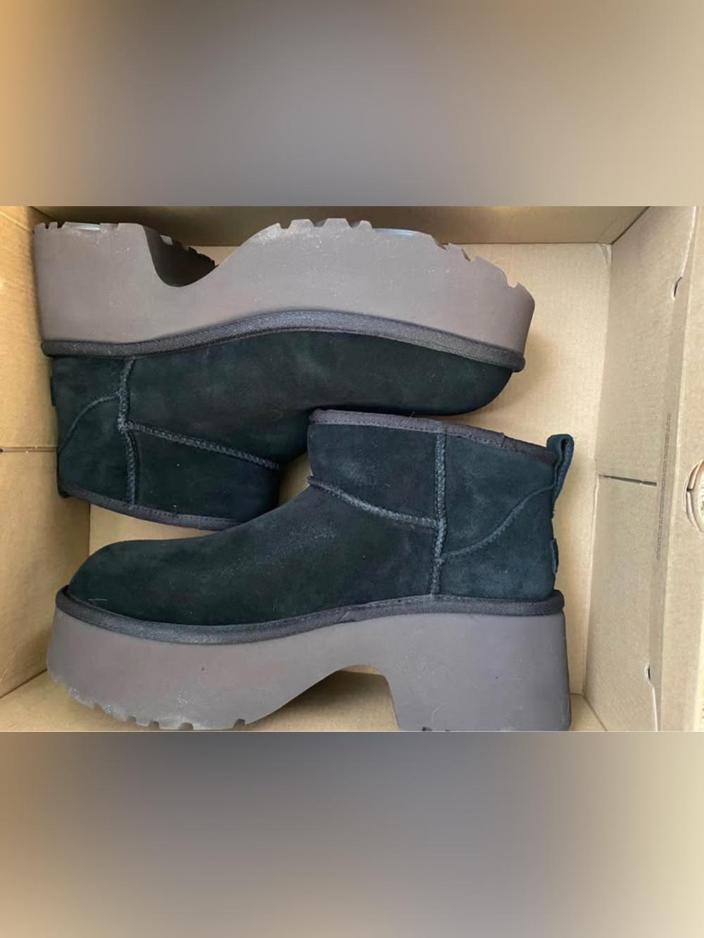 UGG Women’s Black Suede Platform Lug Ankle Boots